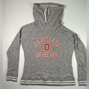 Ohio State Buckeyes Womens Gray Funnel Neck Sweatshirt Medium Block O NCAA